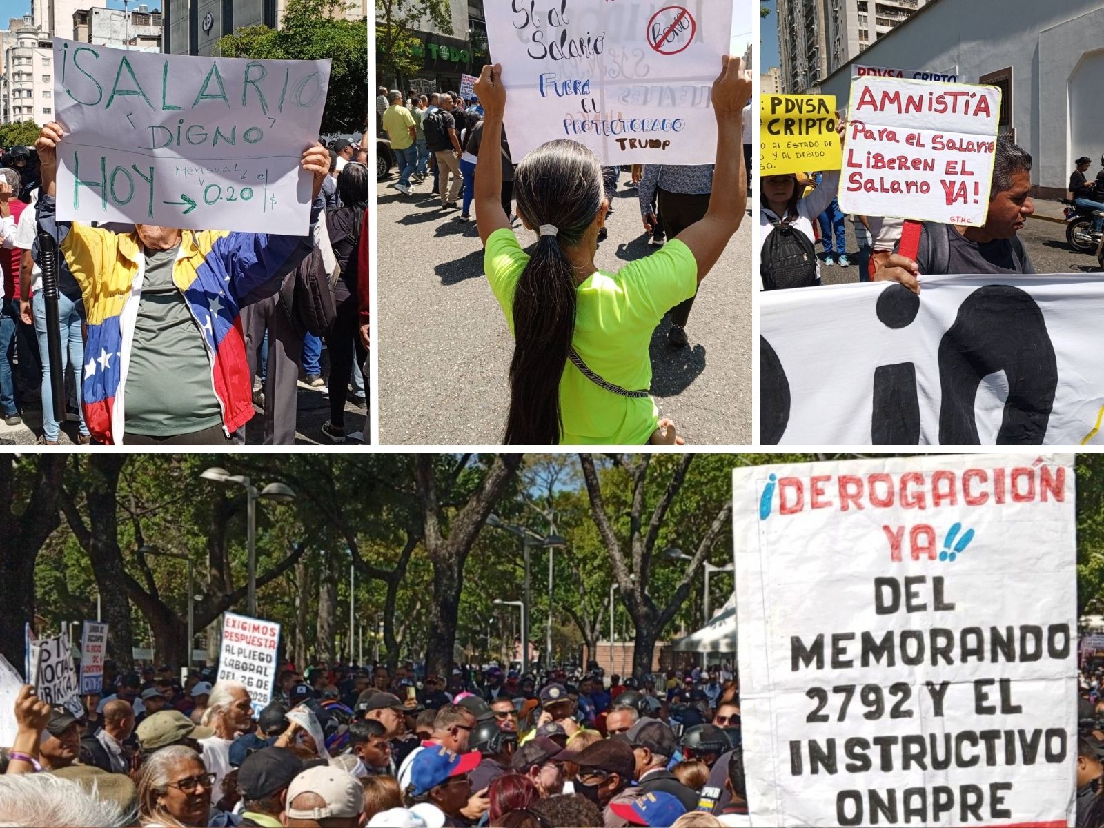 Protesta por salario mínimo recorre centro de Caracas